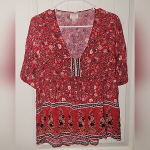 Knox Rose Boho Short Sleeve Blouse Medium